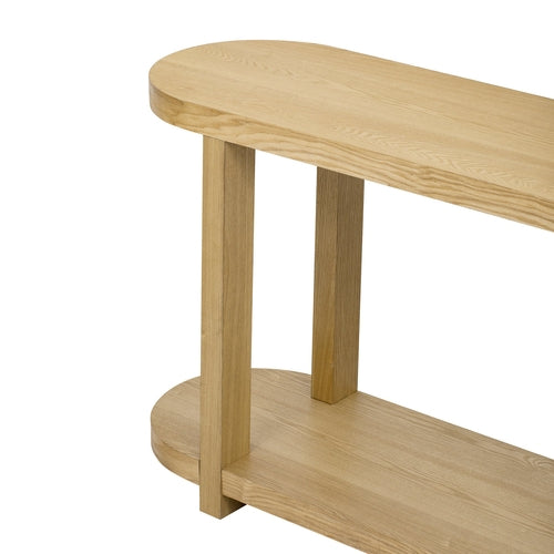 Modern Minimalist Ash Veneer Entryway Table with Streamlined Desktop