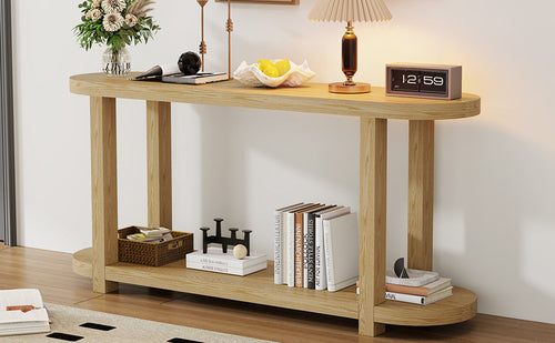 Modern Minimalist Ash Veneer Entryway Table with Streamlined Desktop