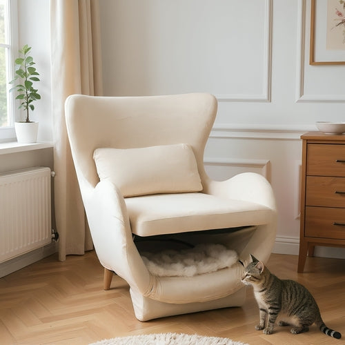 Furniture Style 2 in 1 Pet Friendly  Modern Velvet Lounge Chair,