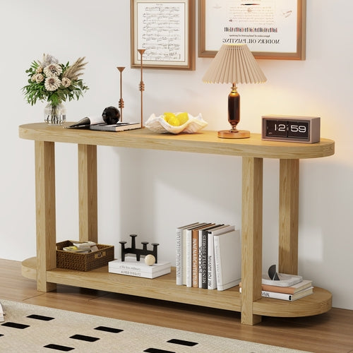 Modern Minimalist Ash Veneer Entryway Table with Streamlined Desktop