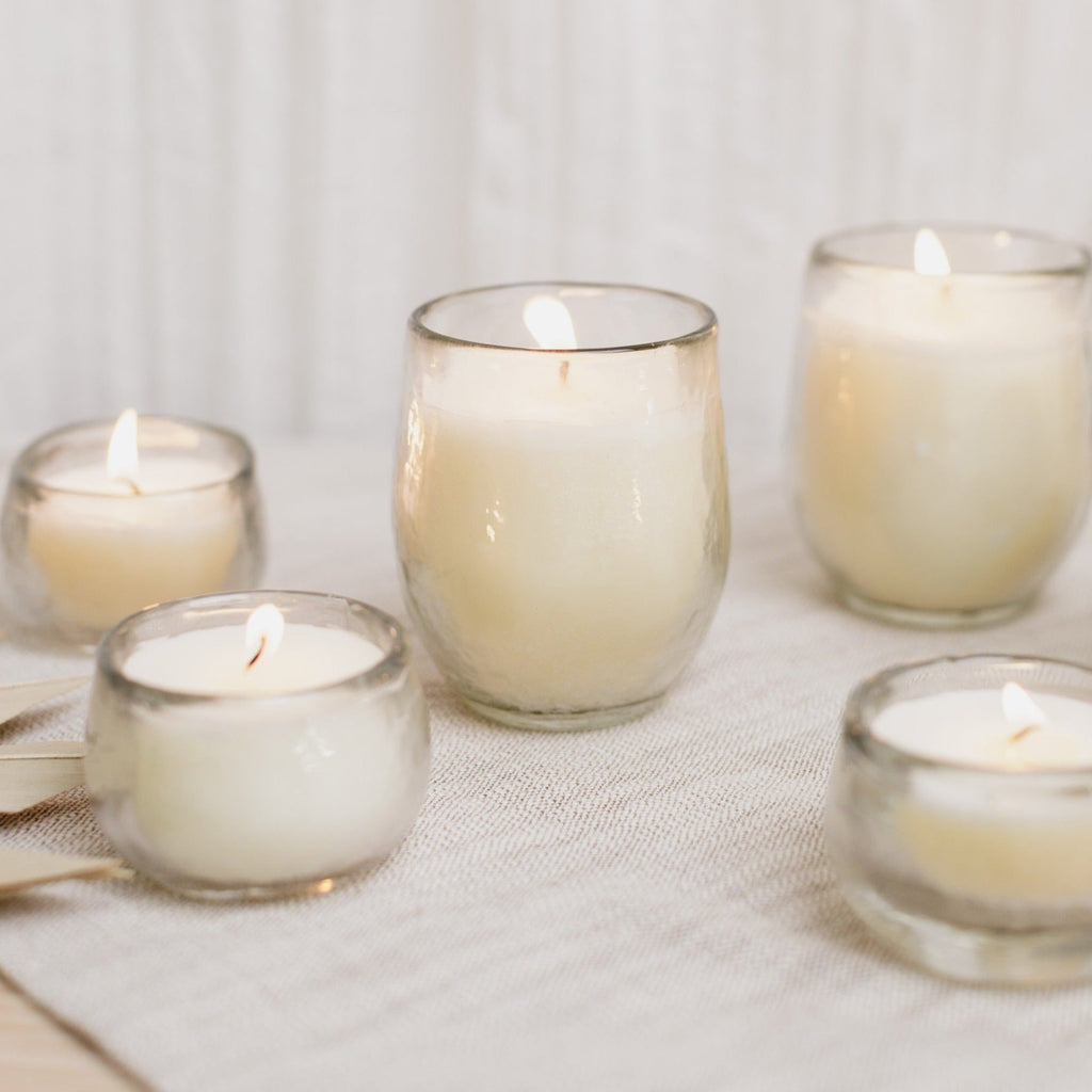Pebbled Filled Votive Candles - Set of 3