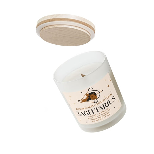 Sagittarius Vanilla Scented Candle, 11oz Frosted Glass || Zodiac