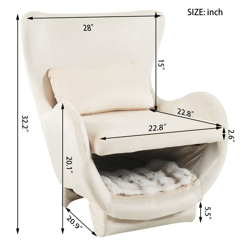 Furniture Style 2 in 1 Pet Friendly  Modern Velvet Lounge Chair,