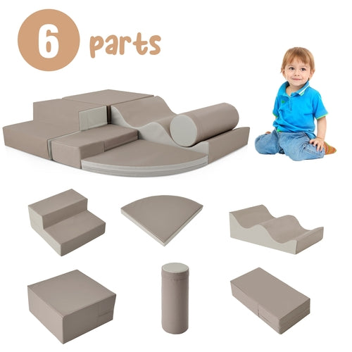 Soft Climb and Crawl Foam Playset 6 in 1, Soft Play Equipment Climb