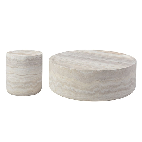 Set of 2 Faux MARS Pattern Coffee Tables side Table Round Tea Faux