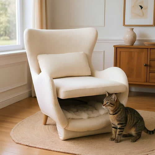 Furniture Style 2 in 1 Pet Friendly  Modern Velvet Lounge Chair,