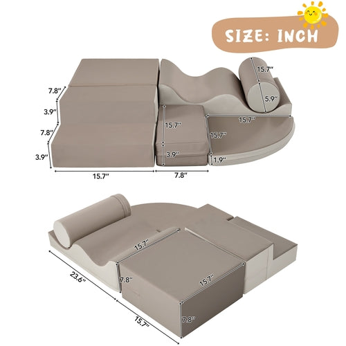 Soft Climb and Crawl Foam Playset 6 in 1, Soft Play Equipment Climb