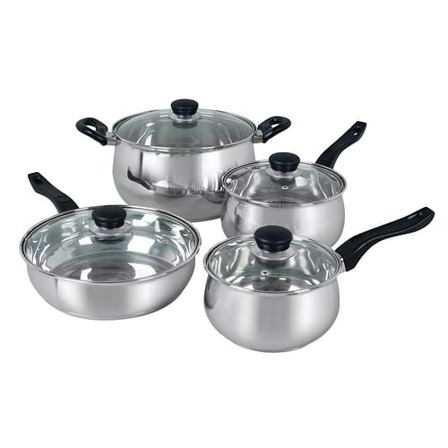 Oster Rametto 8 Piece Stainless Steel Kitchen Cookware Set with Glass