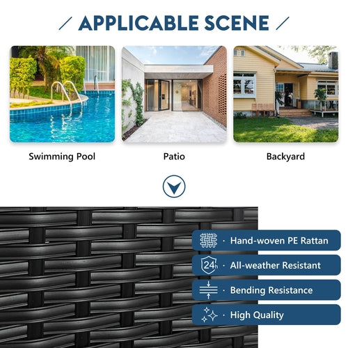 79.9' Outdoor Sunbed with Adjustable Canopy, Double lounge, PE Rattan