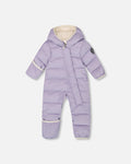 One-Piece Baby Cloud Compressible Snowsuit Designed For Car Seat Purple Gray