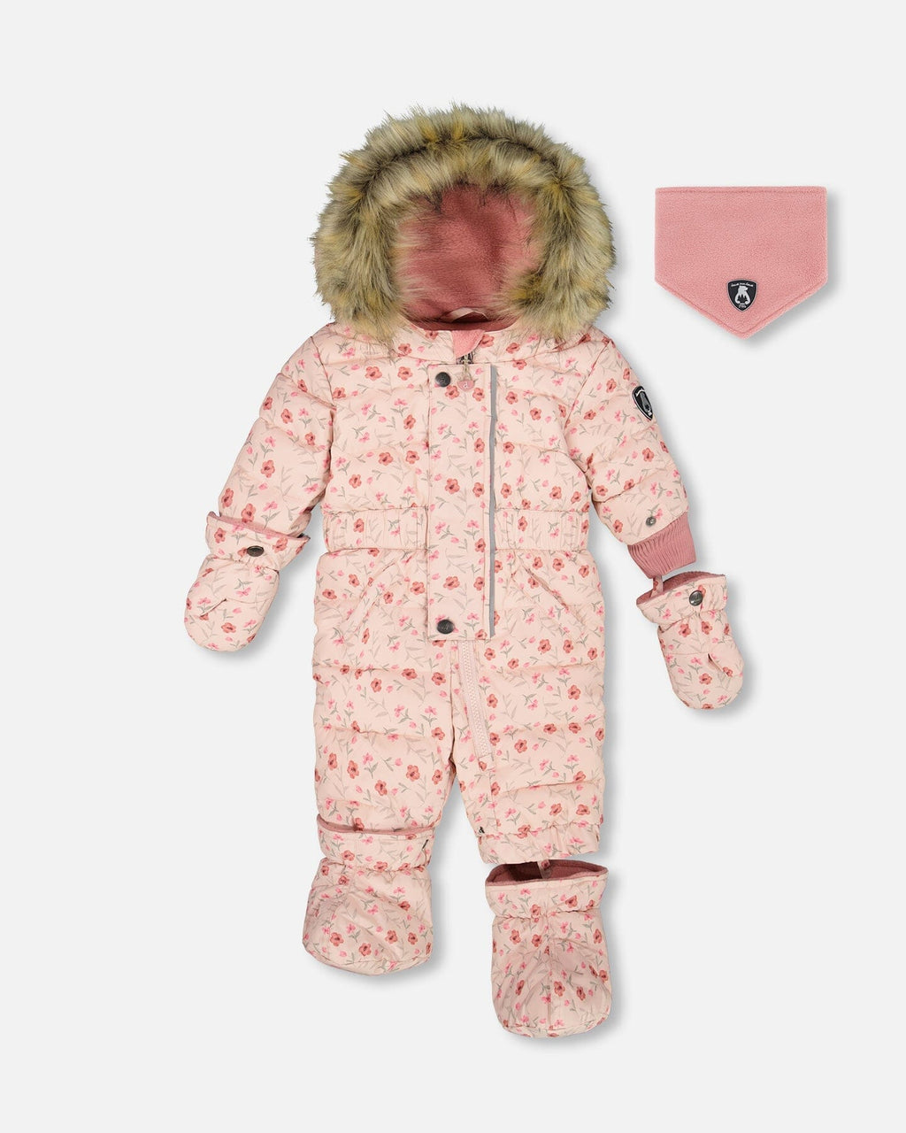 One-Piece Baby Original Puffy Snowsuit Pink Mini Flowers