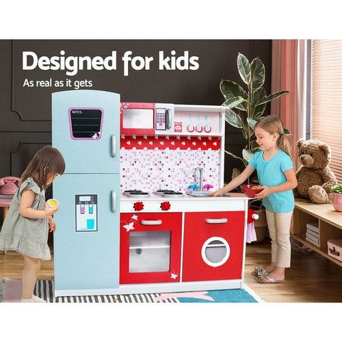 Keezi Kids Kitchen Play Set Wooden Pretend Toys Cooking Children