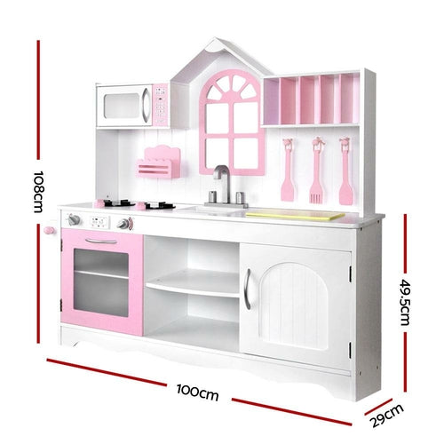 Keezi Kids Kitchen Play Set Wooden Pretend Toys Cooking Children