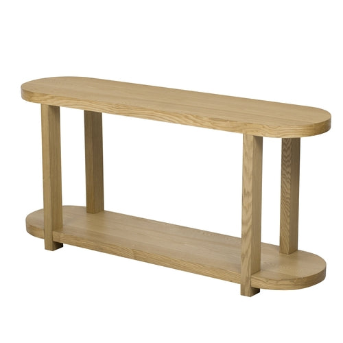 Modern Minimalist Ash Veneer Entryway Table with Streamlined Desktop