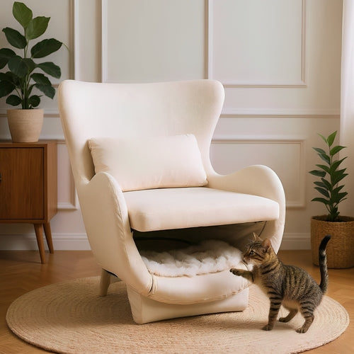 Furniture Style 2 in 1 Pet Friendly  Modern Velvet Lounge Chair,