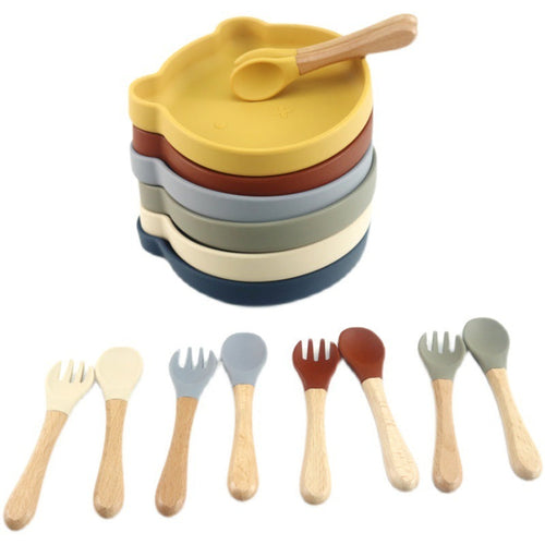 Food Supplement Tableware Set Silicone Spork Baby Products Bear