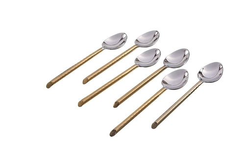 Vibhsa Golden Silverware Dessert Spoons Set of 6
