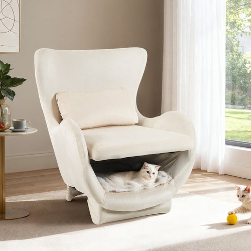 Furniture Style 2 in 1 Pet Friendly  Modern Velvet Lounge Chair,