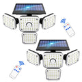 Solar Lights Outdoors 144 LED with Remote 4 Heads 270° Wide Range