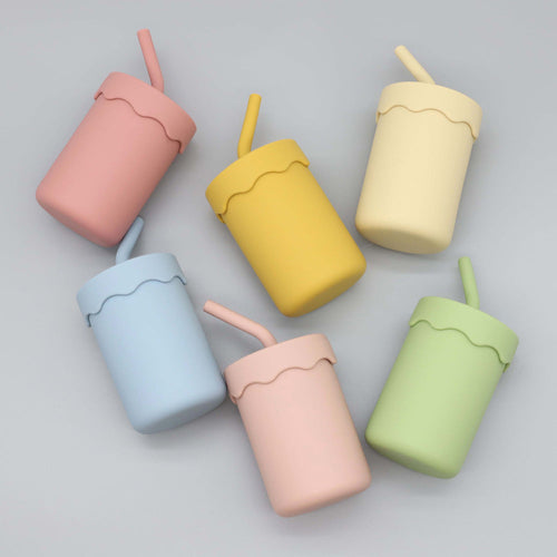 Baby Food Grade Silicone Straw Water Cup Training Leakproof Drop Resis