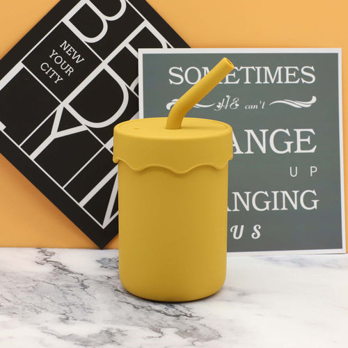 Baby Food Grade Silicone Straw Water Cup Training Leakproof Drop Resis