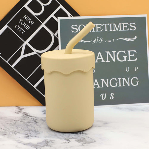 Baby Food Grade Silicone Straw Water Cup Training Leakproof Drop Resis
